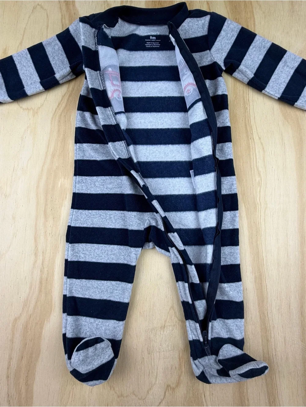 Carter’s Baby Boy Fleece Footed Pajamas 9 Months Fire Truck Zip-Up Sleep & Play